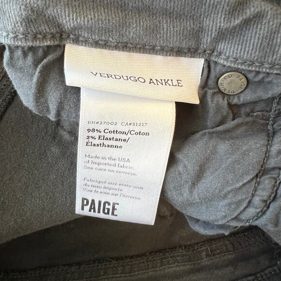 Paige Verdugo Ankle Skinny Paint Splatter Jeans Grey 29 Soft Denim Stretch - Picture 4 of 5